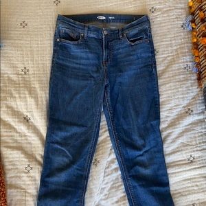 Dark denim straight leg jean